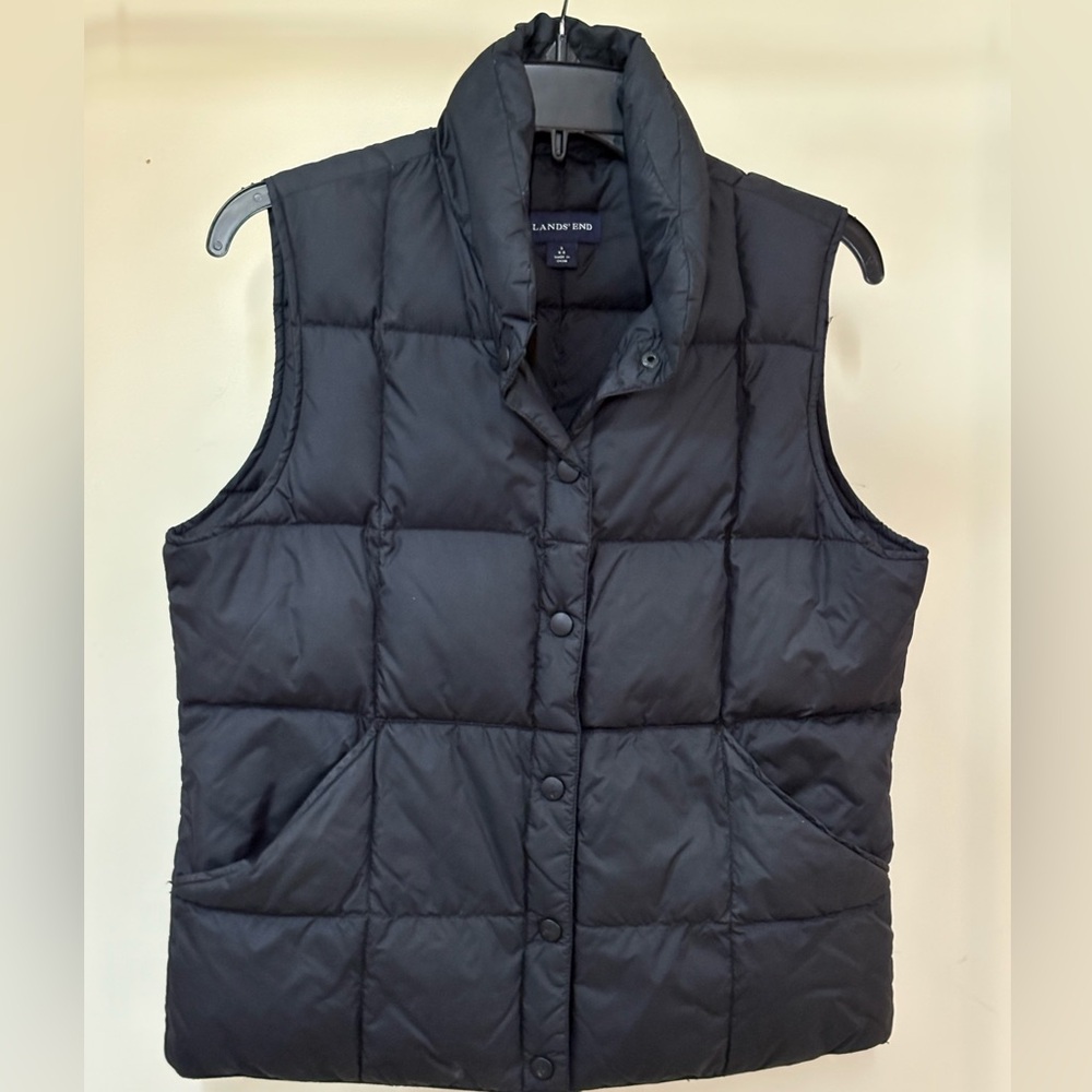 Lands' End Black Quilted Women’s Down Vest